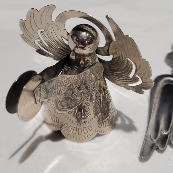 Christmas ornaments silver/ pewter color angels lot of 6 - Picture 2 of 9